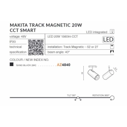 Alfa MAKITA TRACK MAGNETIC 20W CCT SMART AZ4841 AZZARDO